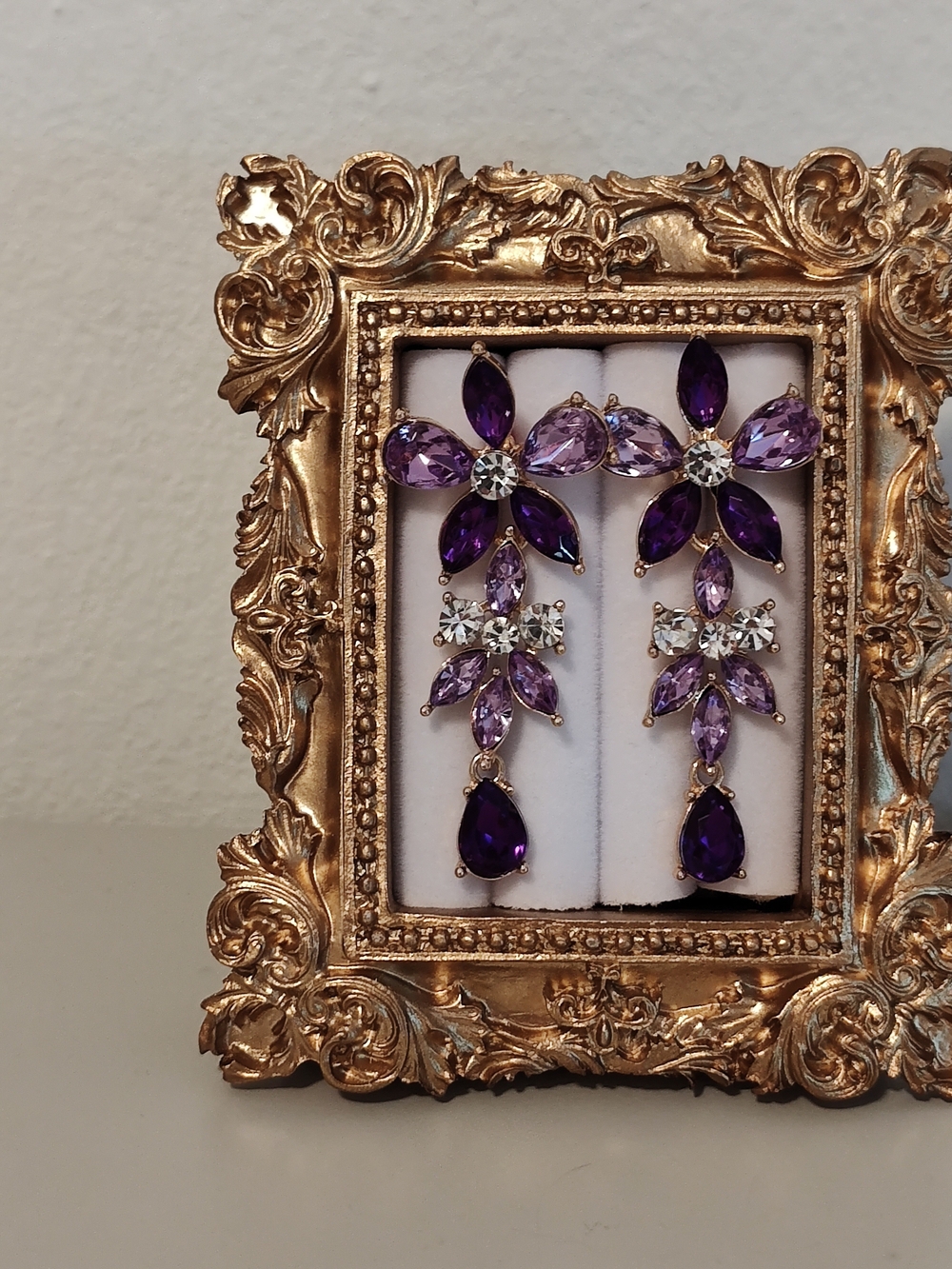 Elegant Purple Crystal Drop Earrings